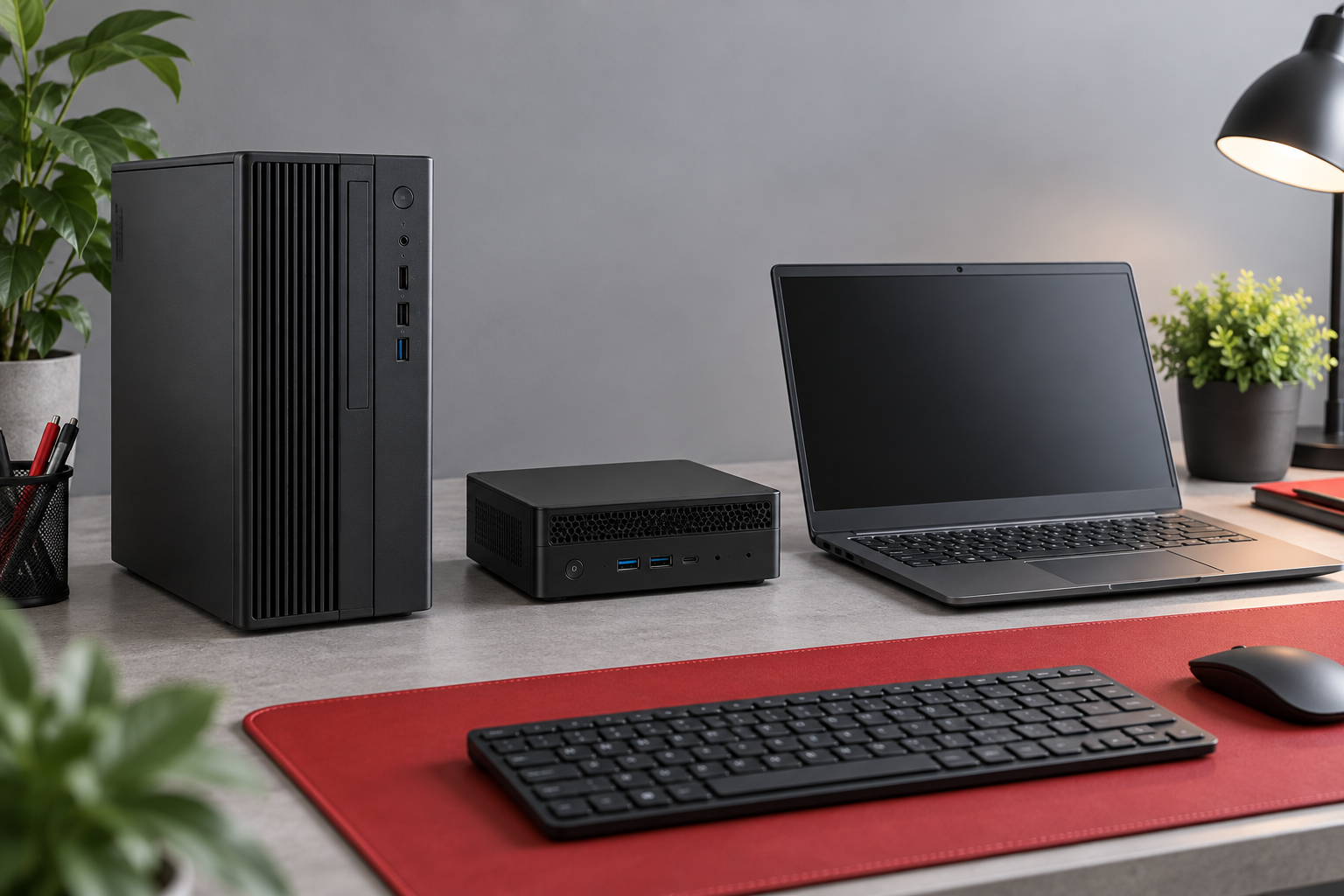 Computer Kopen Tweedehands? Let Op Dit Verschil - It Gigant Drie Type Computers Naast Elkaar: Een Desktop, Een Mini Pc En Een Laptop